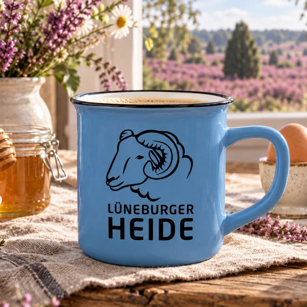 Lüneburger Heide Camp Tasse in blau